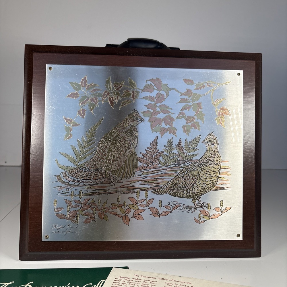 CURRIER & IVES Ruffed Grouse Reed & Barton Silversmith Damascene Metal Etchin 65